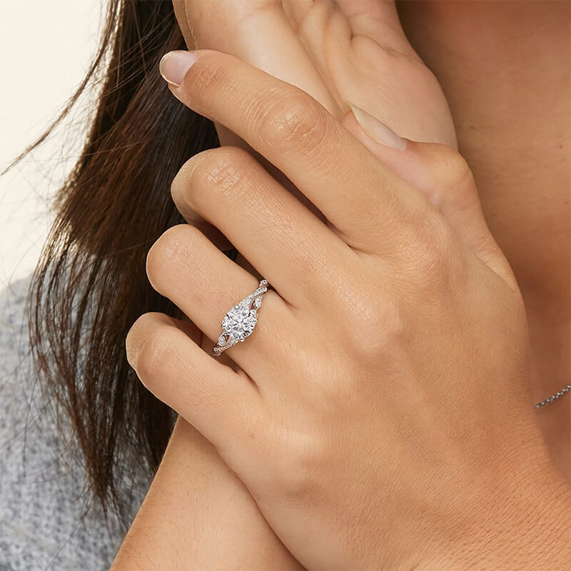 Nature-inspired Moissanite Floral Vines Cluster Pave Engagement Ring