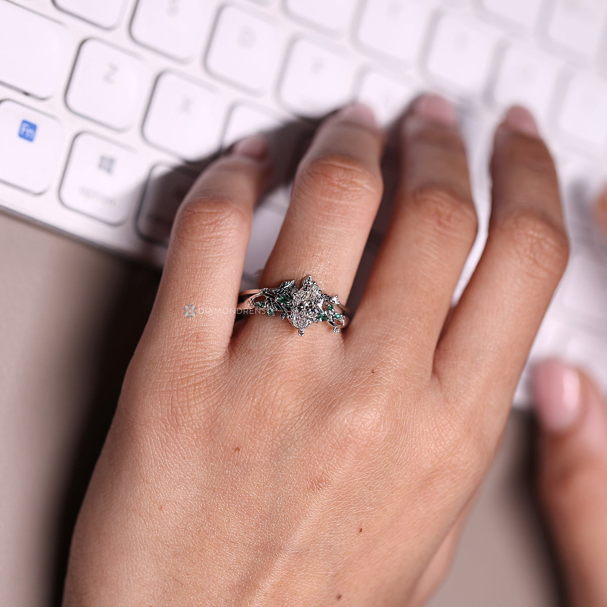Dutch Marquise Diamond Band Wedding Ring with Cluster Setting
