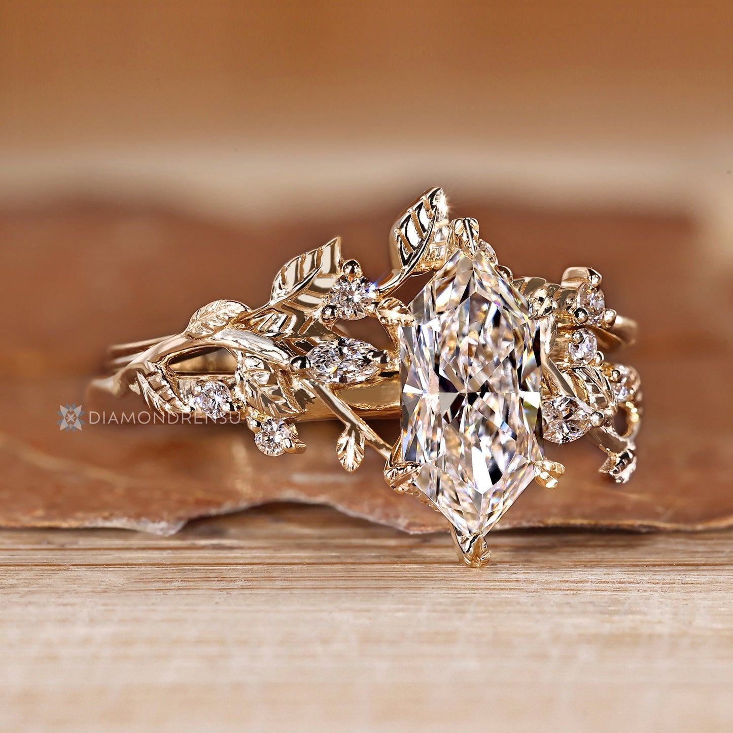 Dutch Marquise Wedding Ring In Nature Inspired Style