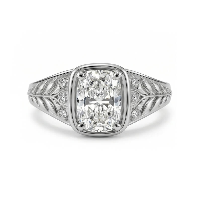Nature Inspired Vintage Radiant Cut Moissanite Engagement Ring
