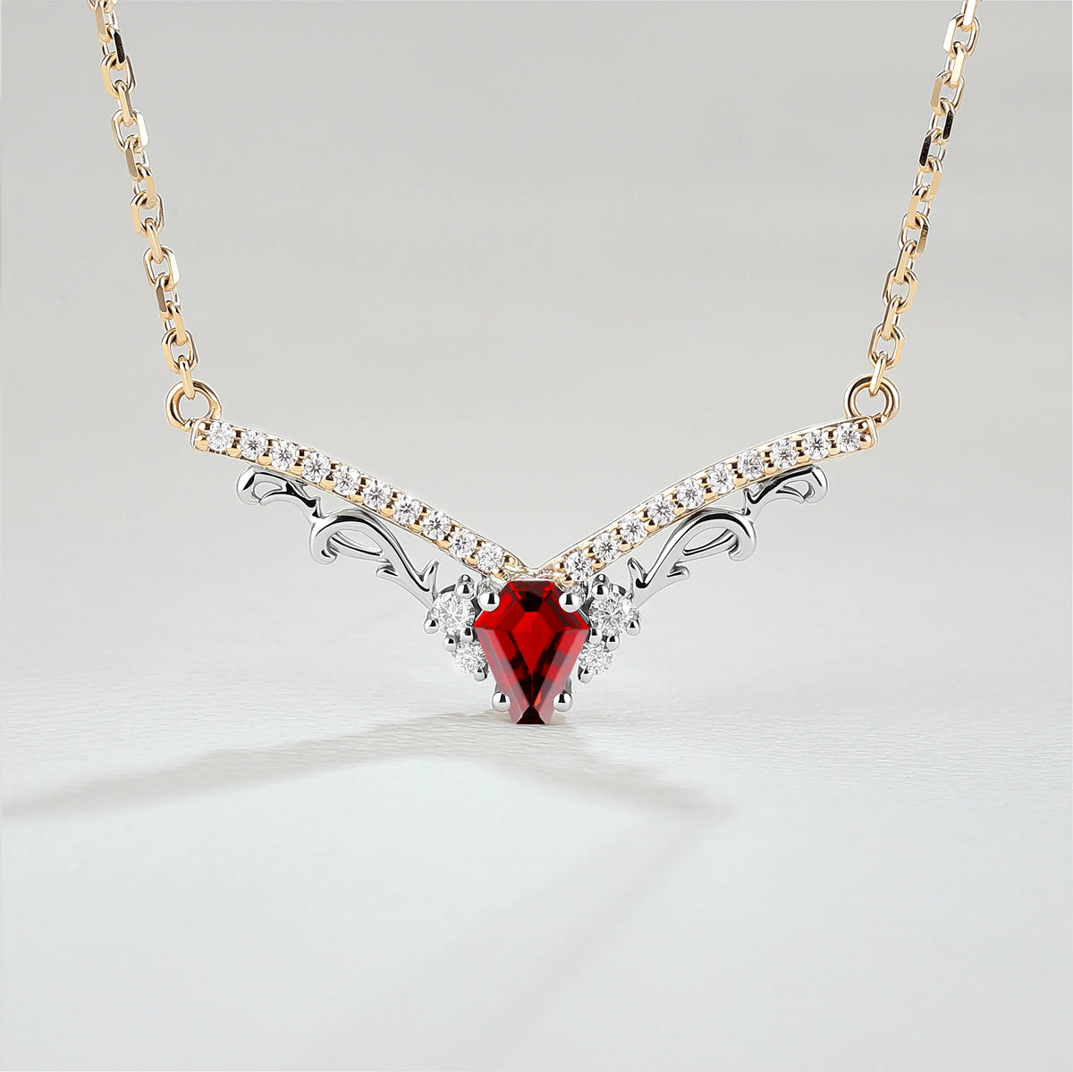 Nature Inspired Coffin Cut Garnet Necklace Halloween Jewelry