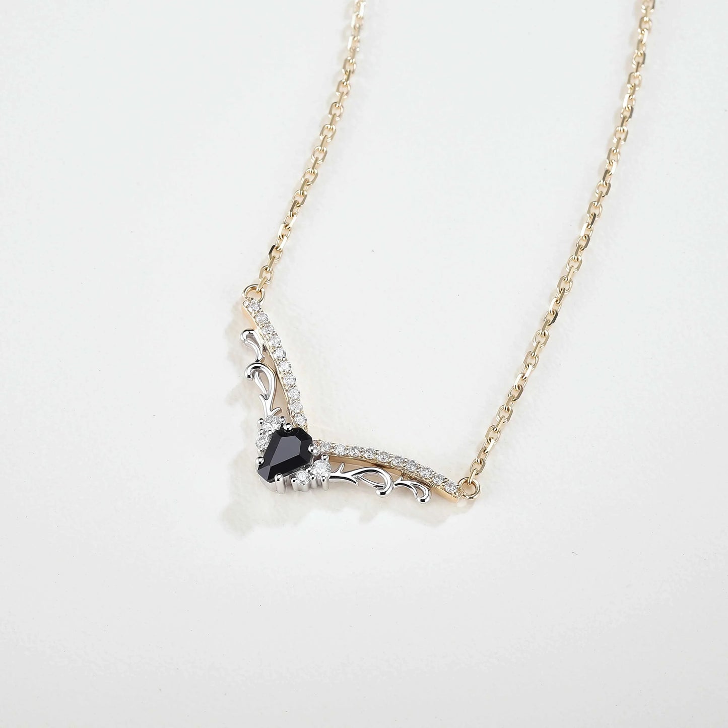 Nature Inspired Coffin Shaped Black Onyx Necklace Halloween Jewelry