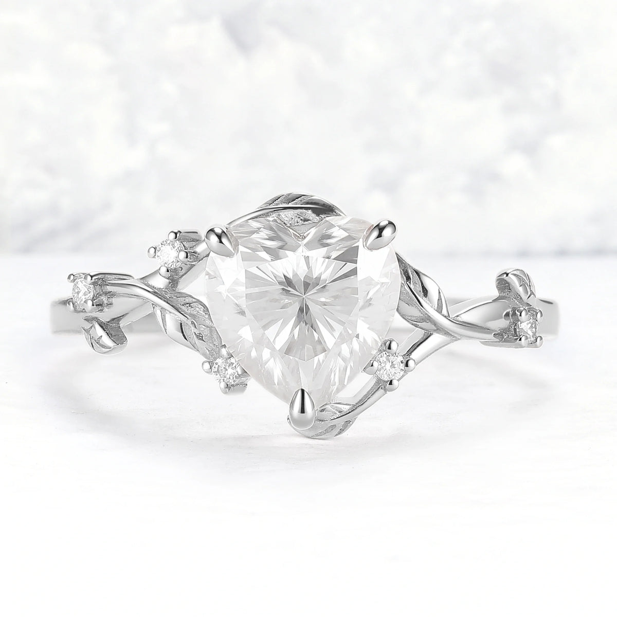 Nature Inspired Heart Cut Moissanite Gemstone Ring