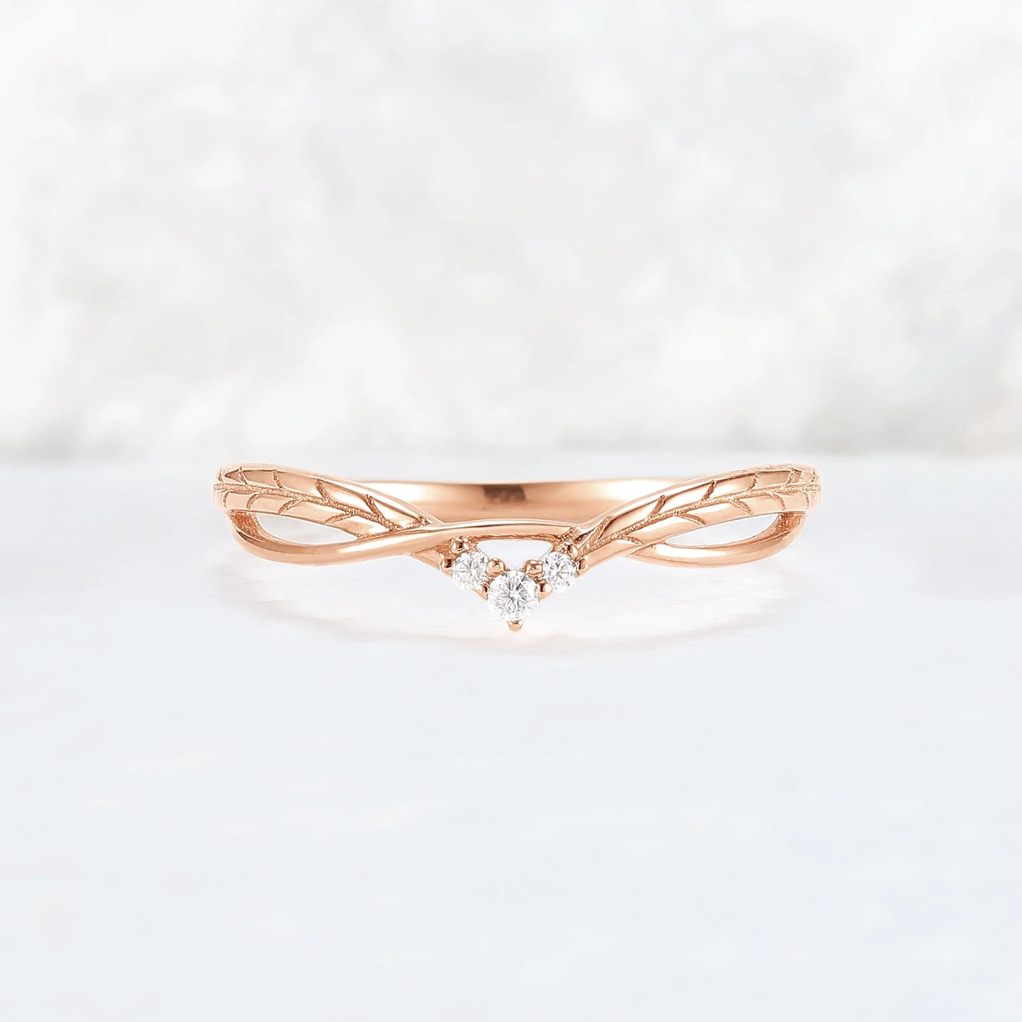Nature Inspired Leaf Patterns and Vines Stacking Ring