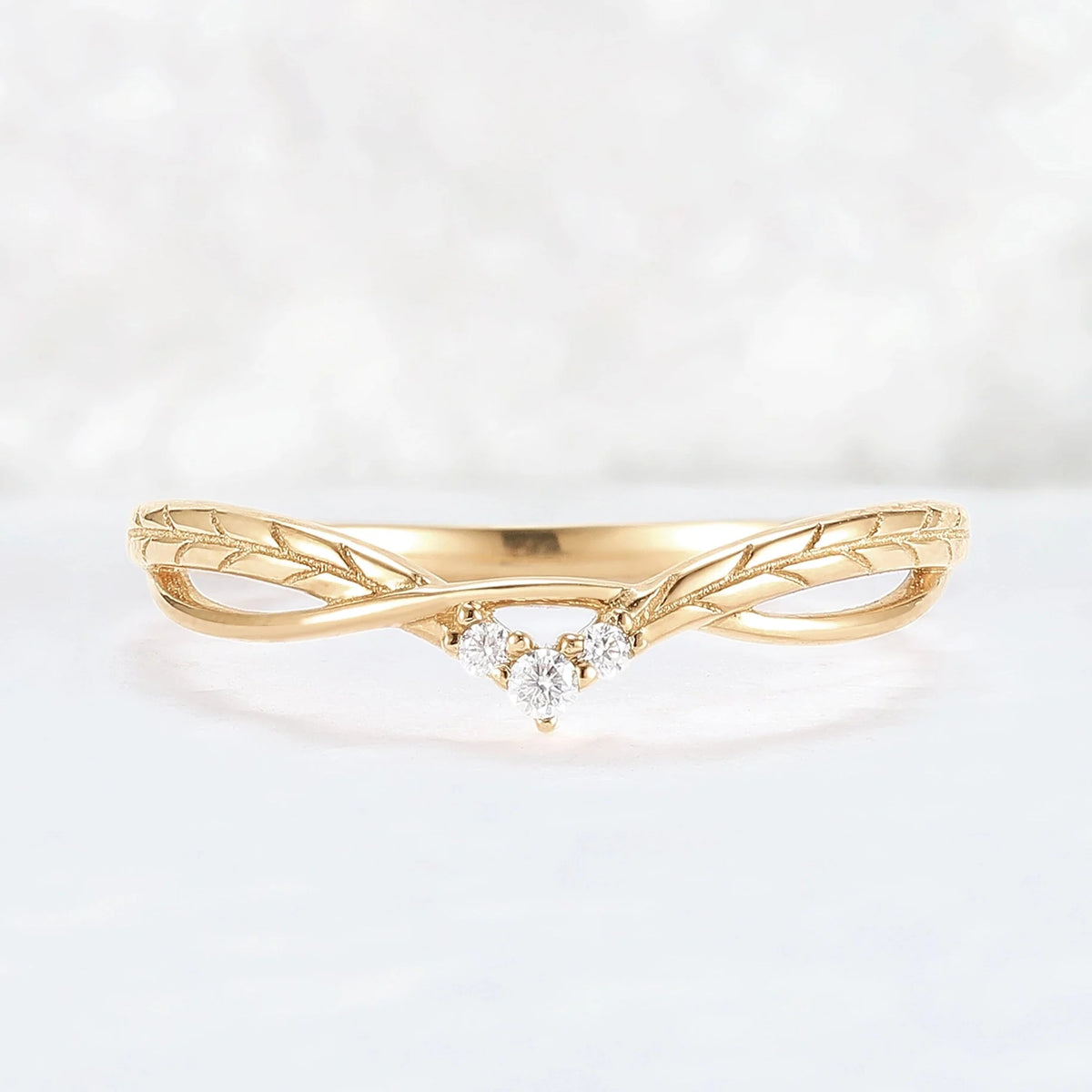 Nature Inspired Leaf Patterns and Vines Stacking Ring