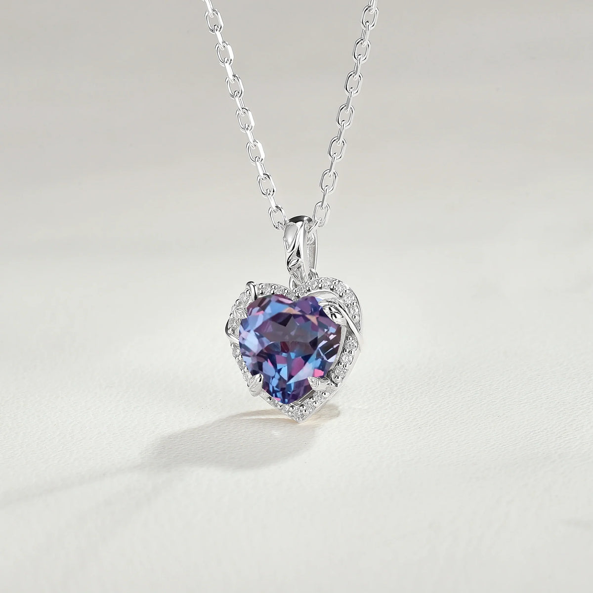 Nature Inspired Vine Heart Cut Alexandrite Pendant Necklace