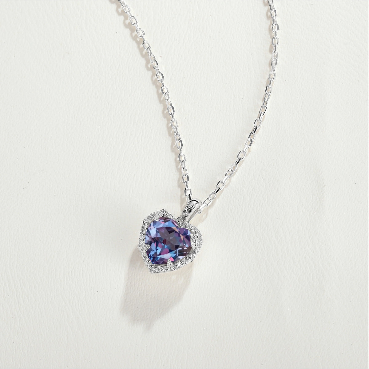 Nature Inspired Vine Heart Cut Alexandrite Pendant Necklace