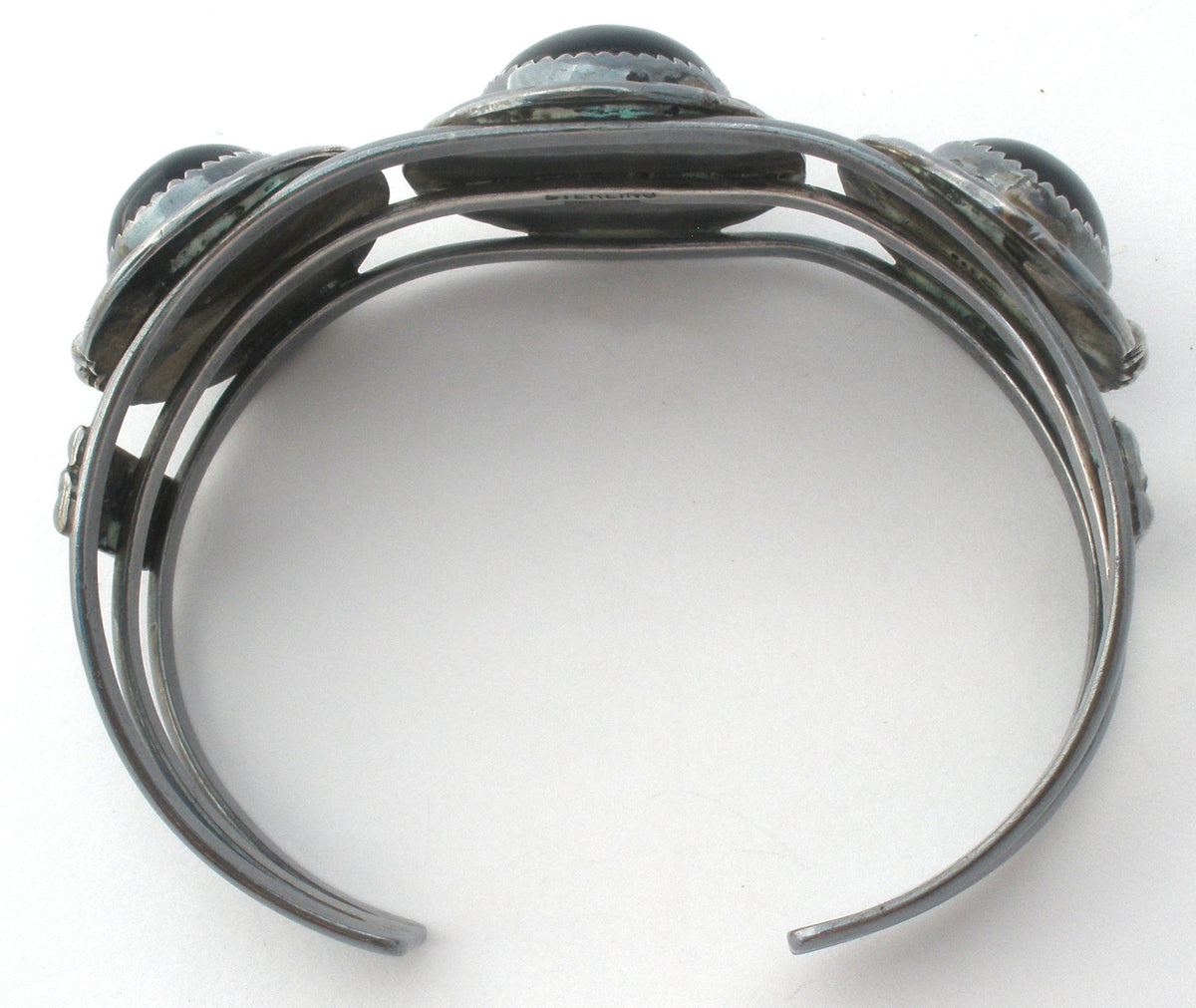 Navajo Black Onyx Cuff Bracelet Sterling Silver Vintage