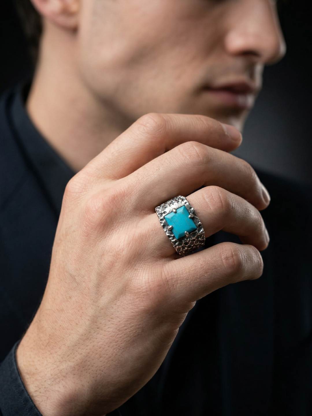 Sleeping Beauty Turquoise Forge Ring – 925 Sterling Silver