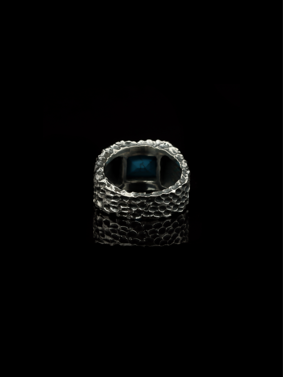 Turquoise Vein Forge Ring – 925 Sterling Silver