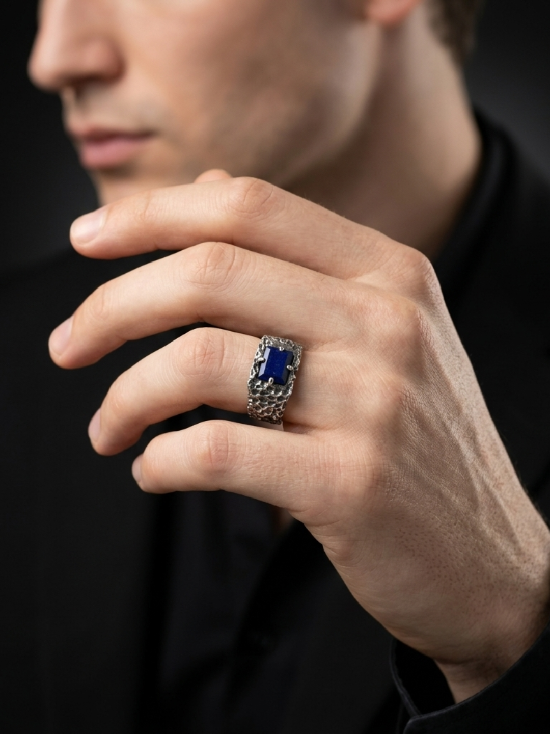 Lapis Lazuli Forge Ring – 925 Sterling Silver