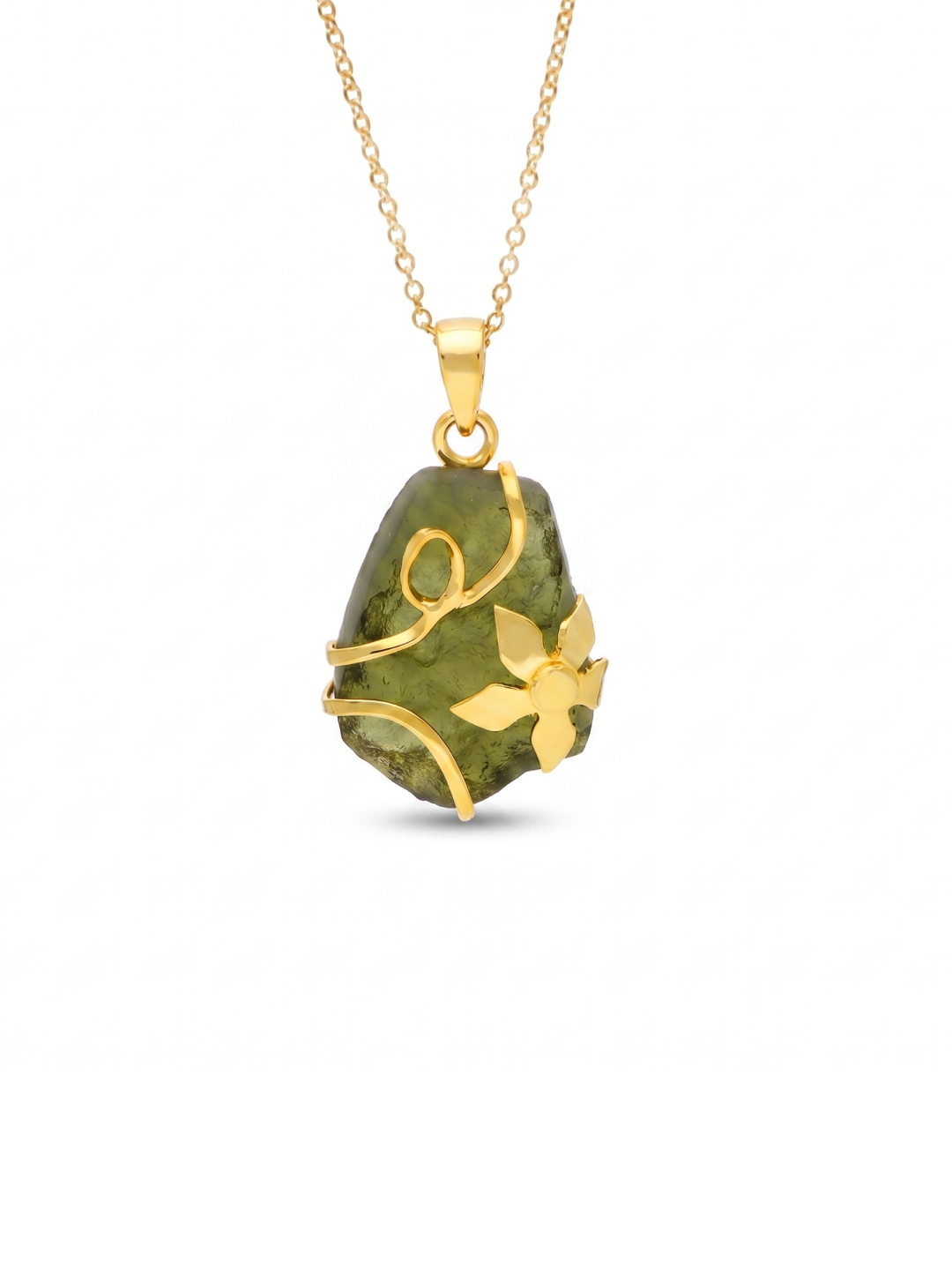 Genuine Moldavite Rough Pendant 100% Natural Gemstone From Czech Republic 14k gold filled in 925 Sterling Silver Handmade Designer Jewelry