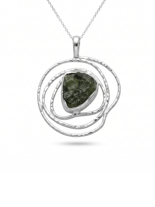 Raw Moldavite Pendant, Natural Gemstone Handmade Jewelry, Necklace For Women's, Jewelry For Christmas, Gift For Girls, 925 Sterling Silver