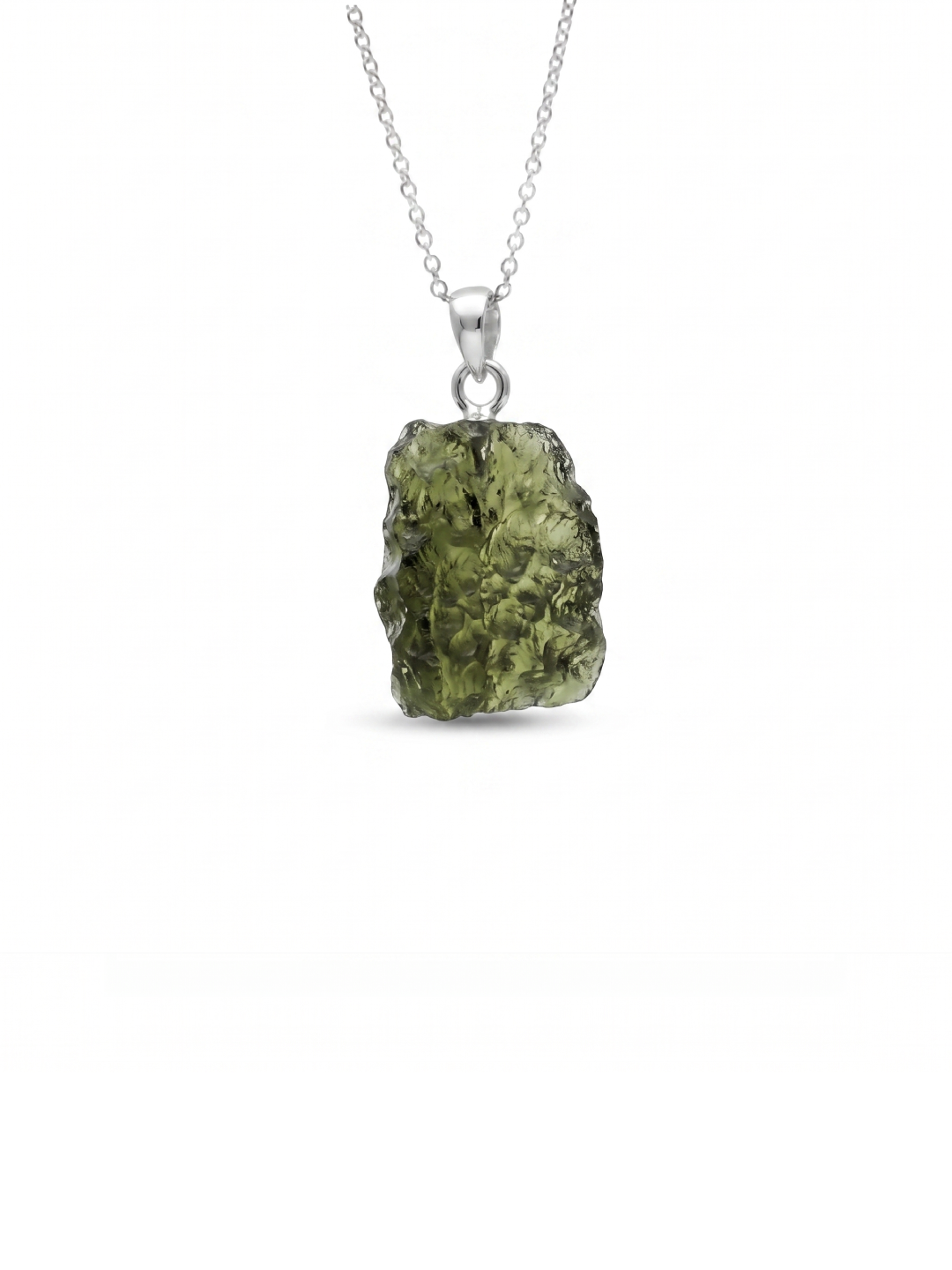 Genuine Moldavite Rough Pendant 100% Natural With Certified Gemstone From Czech Republic 925 Sterling Silver Handmade Designer Jewelry