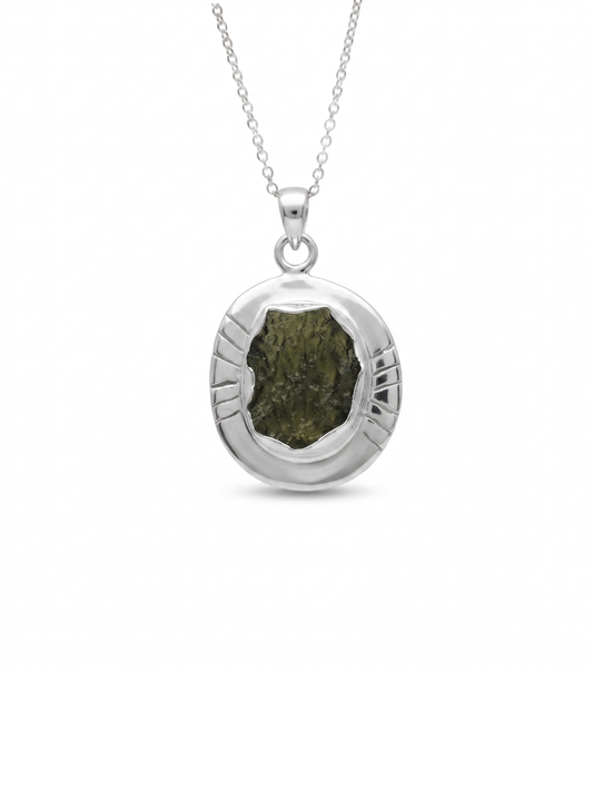 Moldavite Raw Gemstone Pendant, Handmade Gemstone Jewelry, Authentic Moldavite From Czech Republic, Pendant For Girls, 925 Sterling Silver