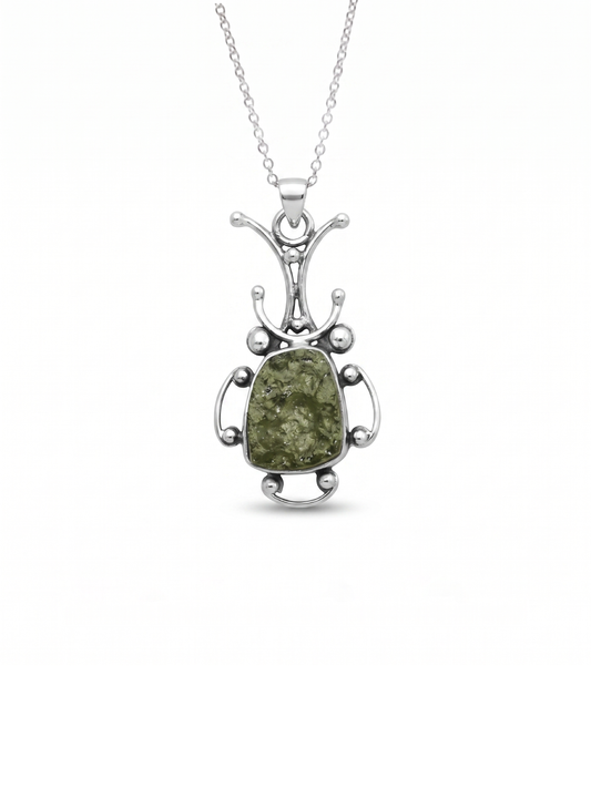 Moldavite pendant, genuine gemstone pendant, sterling silver handmade pendant, 100% genuine certified gemstone