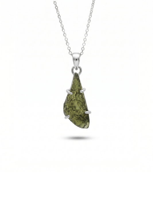 Moldavite pendant, moldavite rough pendant, 100% authentic with certified gemstone, handmade silver pendant, gift for loved ones