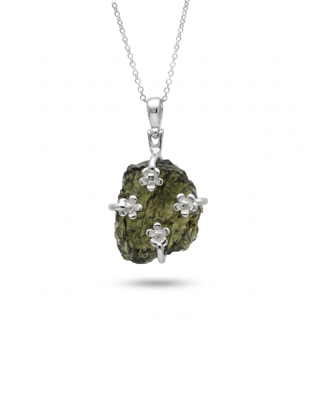 Genuine Moldavite Rough Pendant 100% Natural With Certified Gemstone From Czech Republic 925 Sterling Silver Handmade Designer Jewelry