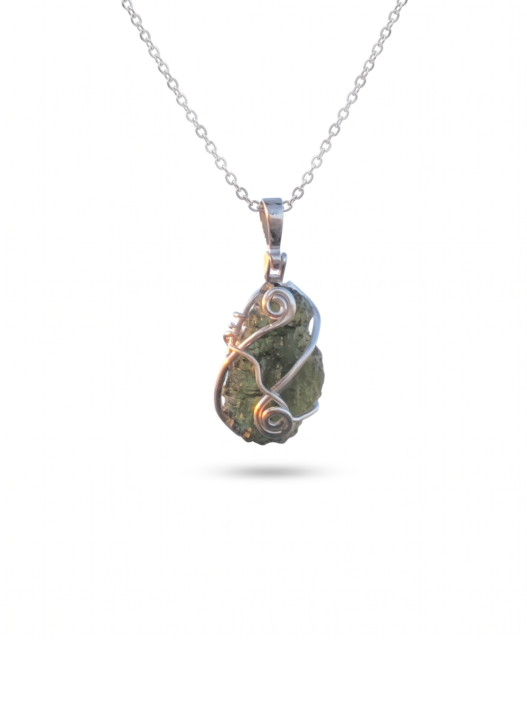 Genuine Moldavite Rough Pendant 100% Natural With Certified Gemstone From Czech Republic 925 Sterling Silver Handmade Designer Jewelry