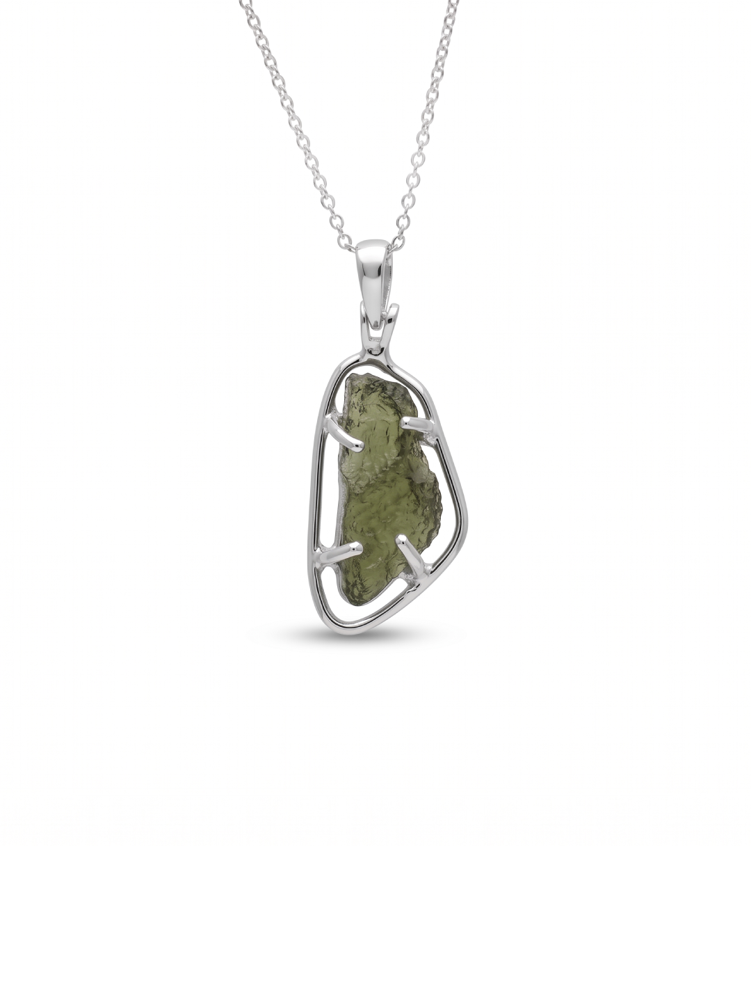 Genuine Moldavite Rough Pendant 100% Natural With Certified Gemstone From Czech Republic 925 Sterling Silver Handmade Designer Jewelry