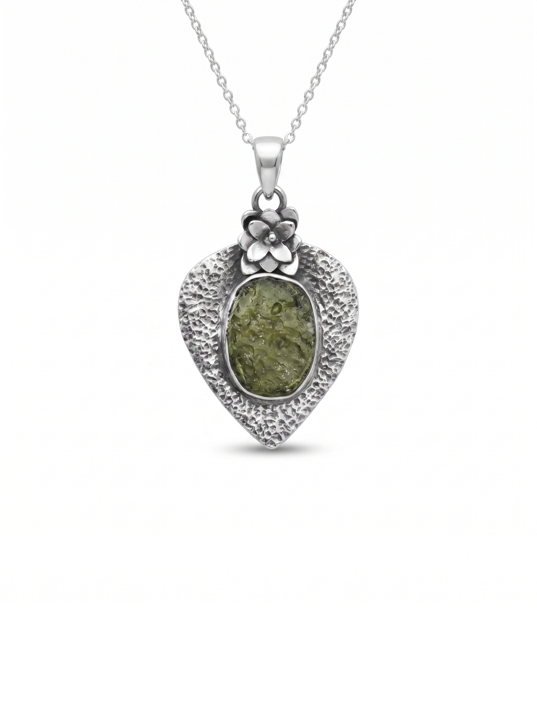 Certified Rough Moldavite Pendant, 925 Solid Sterling Silver Handmade Designer Pendant, 100% Natural Moldavite Gemstone Pendant Gift For Her