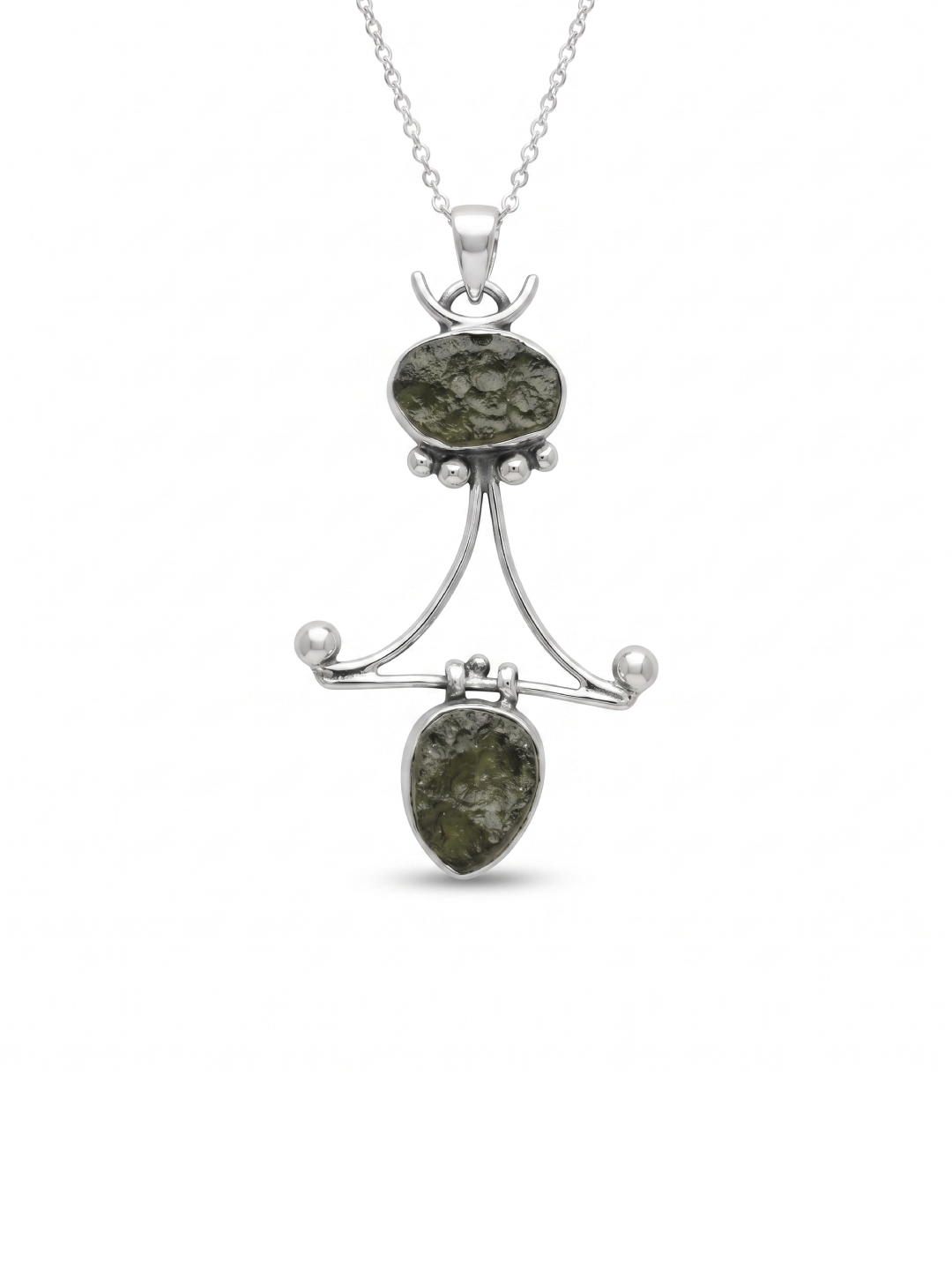 Genuine Moldavite Rough Pendant 100% Natural With Certified Gemstone From Czech Republic 925 Sterling Silver Handmade Designer Jewelry