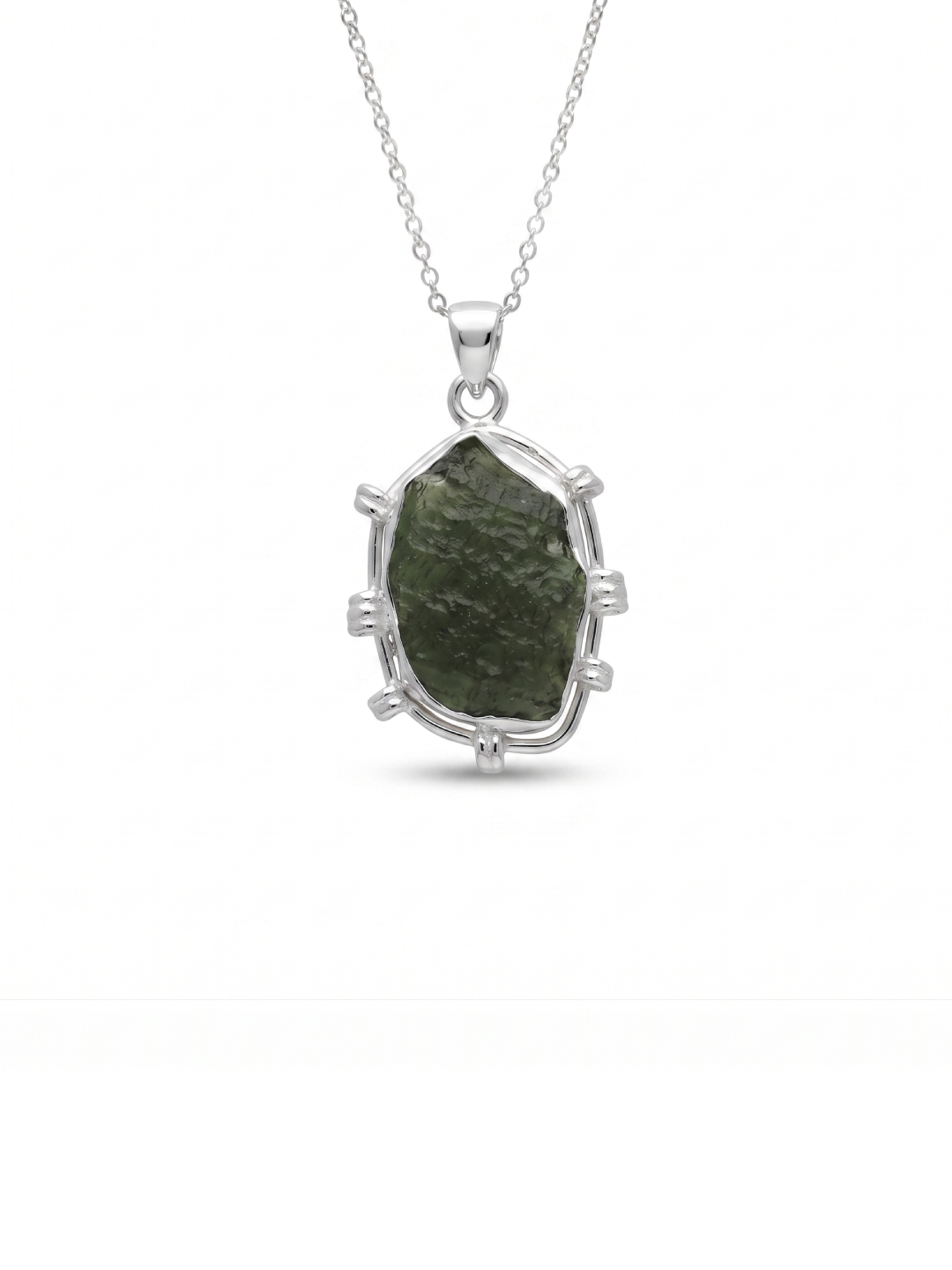 Genuine Raw Moldavite Pendant, Gemstone From Czech Republic, 925 Sterling Silver, Necklace For Women's, Gift For Girls, Handmade Pendant
