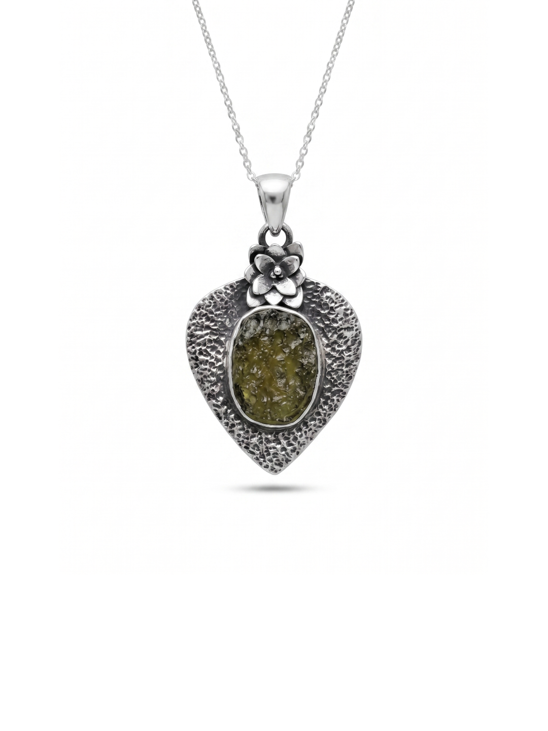Genuine Moldavite Rough Pendant 100% Natural With Certified Gemstone From Czech Republic 925 Sterling Silver Handmade Designer Jewelry