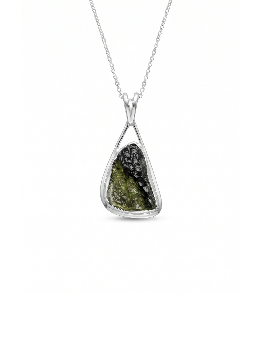Certified Rough Moldavite Pendant, 925 Solid Sterling Silver Handmade Designer Pendant, 100% Natural Moldavite Gemstone Pendant Gift For Her