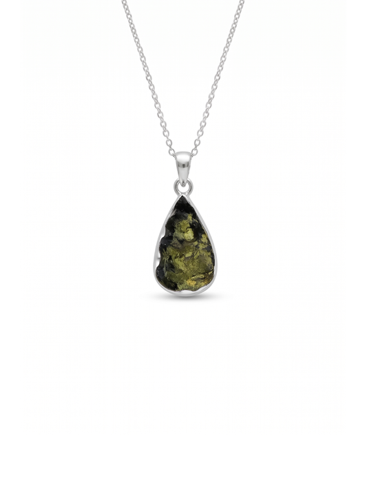 Certified Rough Moldavite Pendant, 925 Solid Sterling Silver Handmade Designer Pendant, 100% Natural Moldavite Gemstone Pendant Gift For Her