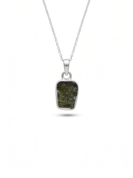 Certified Rough Moldavite Pendant, 925 Solid Sterling Silver Handmade Designer Pendant, 100% Natural Moldavite Gemstone Pendant Gift For Her