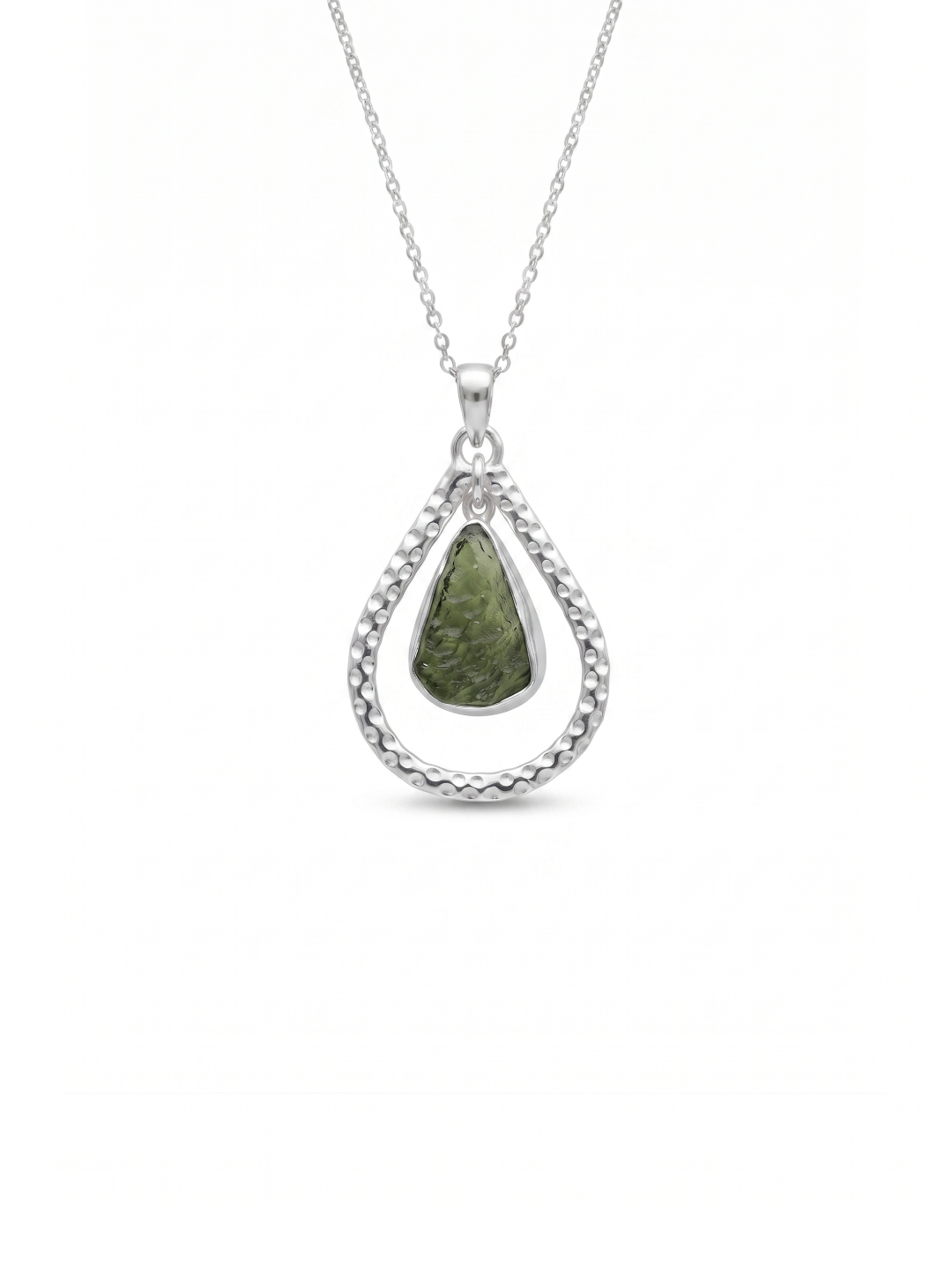 Authentic Moldavite Pendant, Natural Gemstone Jewelry, 925 Sterling Silver, Handmade Jewelry Gift, Christmas Silver Necklace, Gift For Her