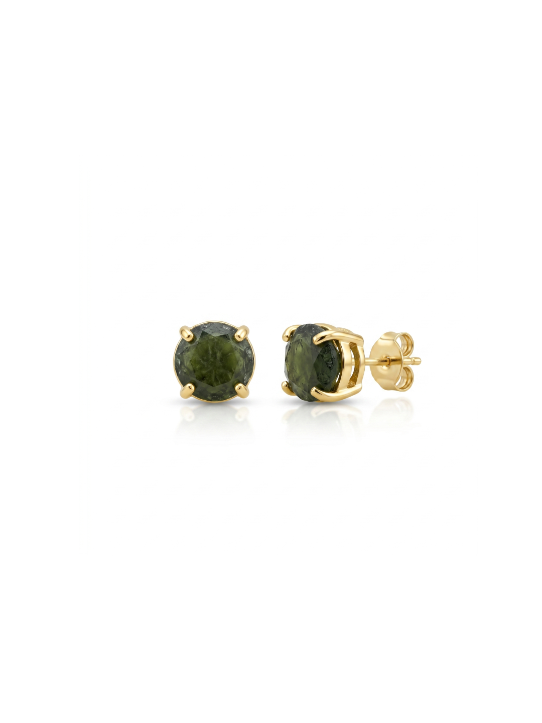 Crezh Moldavite Natural Gemstone Gold Filled in 925 Sterling Silver Handmade Stud Earring