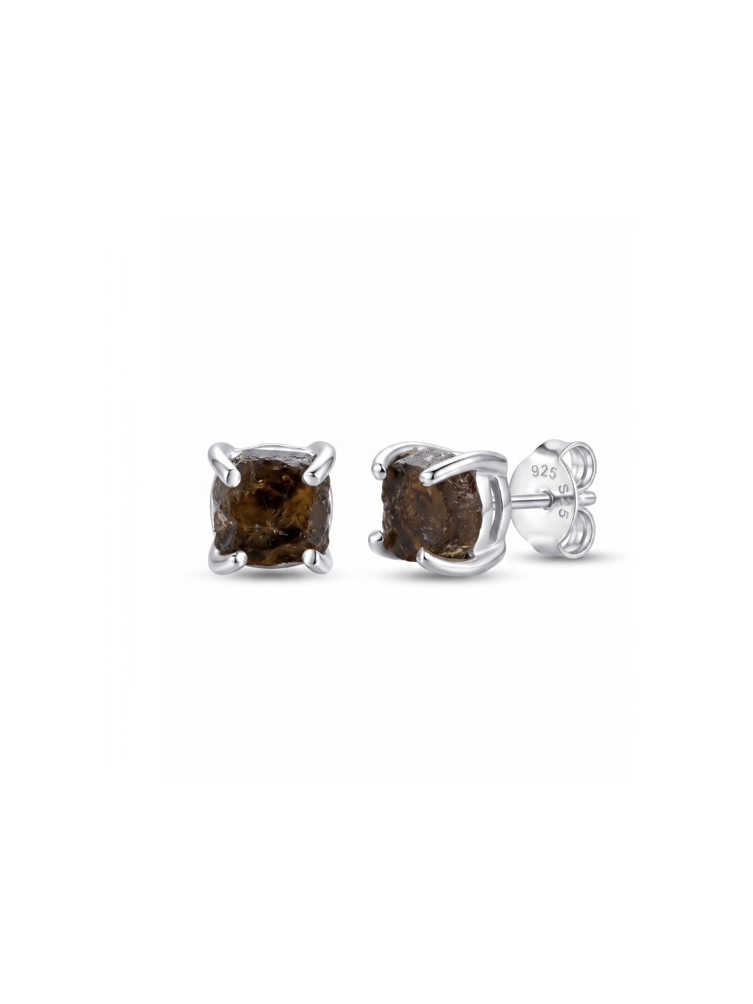 Crezh Moldavite Natural Gemstone 925 Sterling Silver Handmade Stud Earring