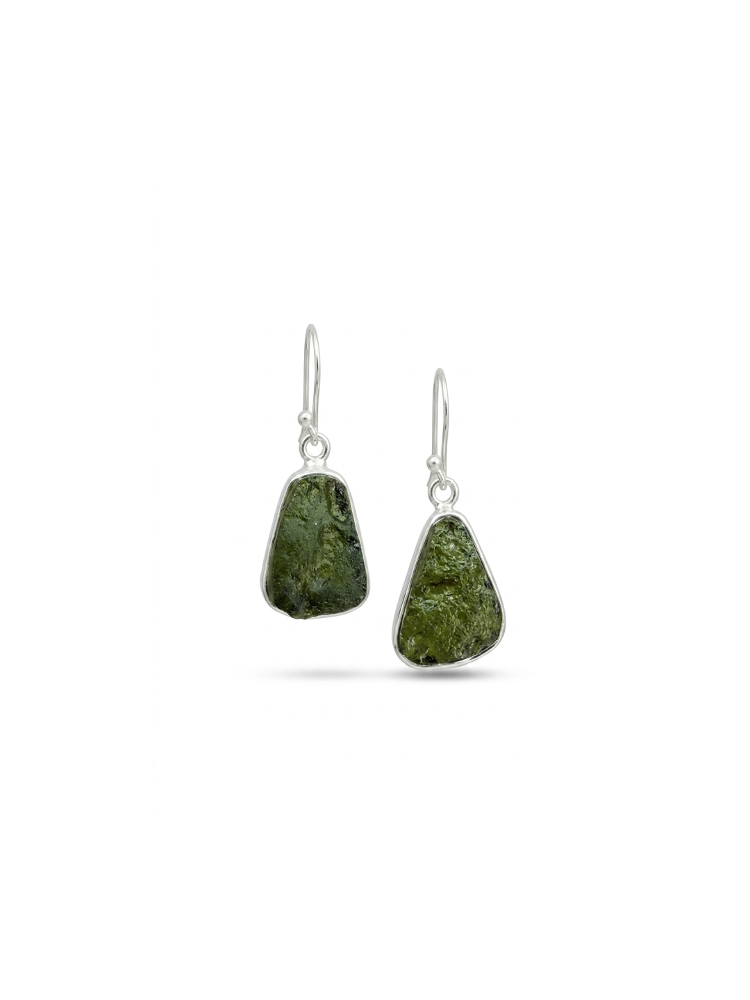 Natural Moldavite Rough Earrings Gemstone From Czech Republic 925 Solid Sterling Silver Handmade Designer Jewelry