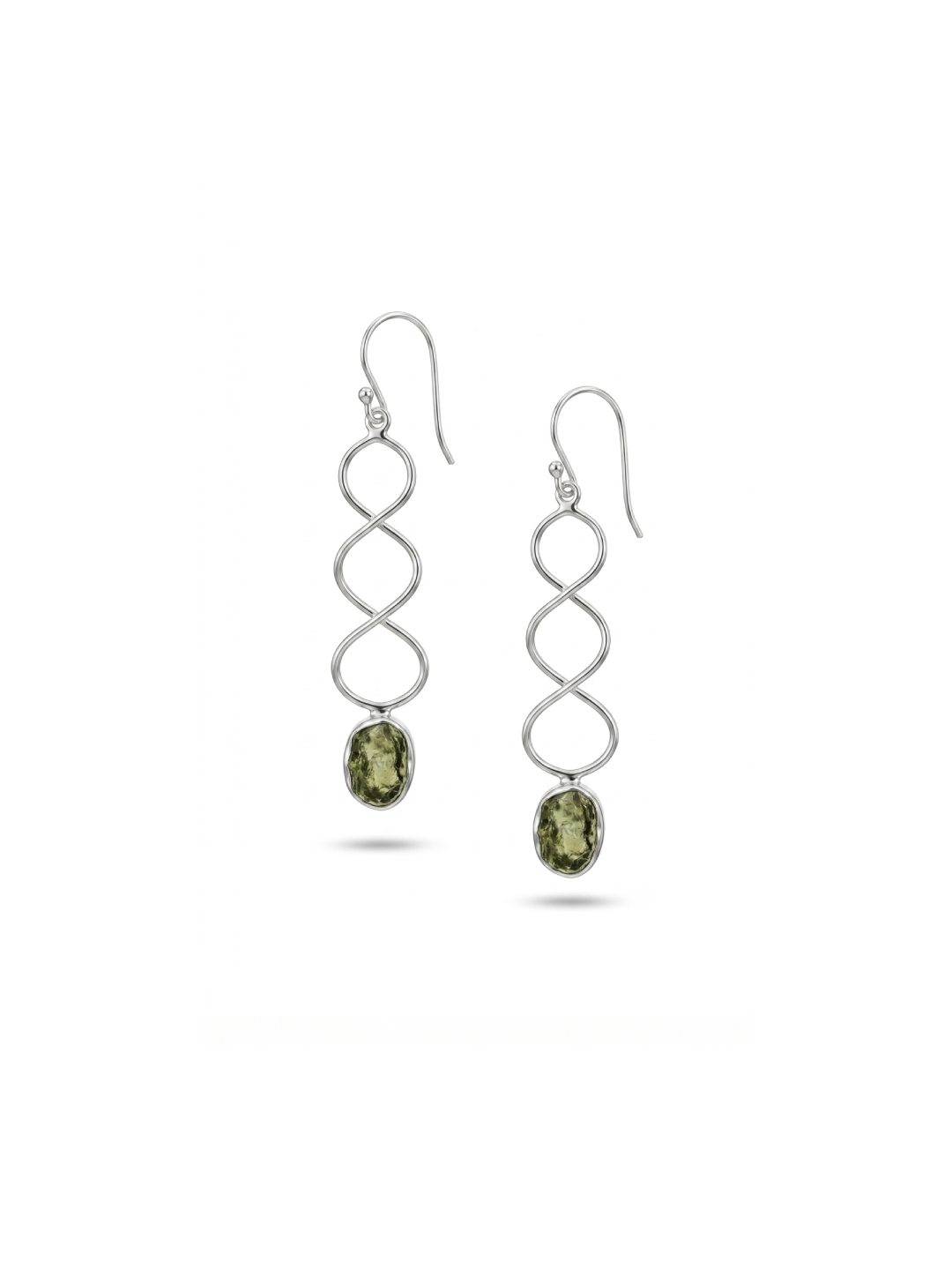Crezh Moldavite Natural Gemstone 925 Sterling Silver Handmade Stud Earring