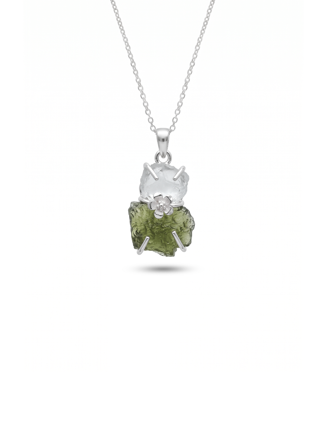 Moldavite Aquamarine pendant, genuine gemstone pendant, sterling silver handmade pendant, 100% genuine with certified gemstone