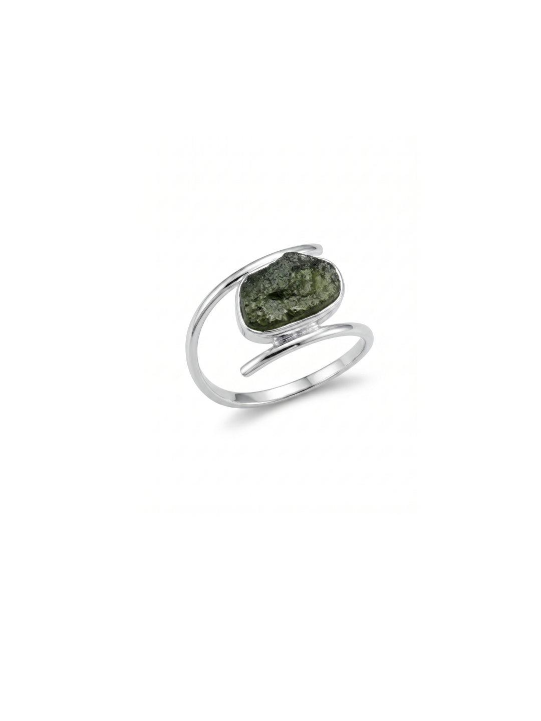Natural Raw Moldavite Ring, 925 Solid Sterling Silver Czech Republic Raw Gemstone Handmade Jewelry Ring Gift For Her