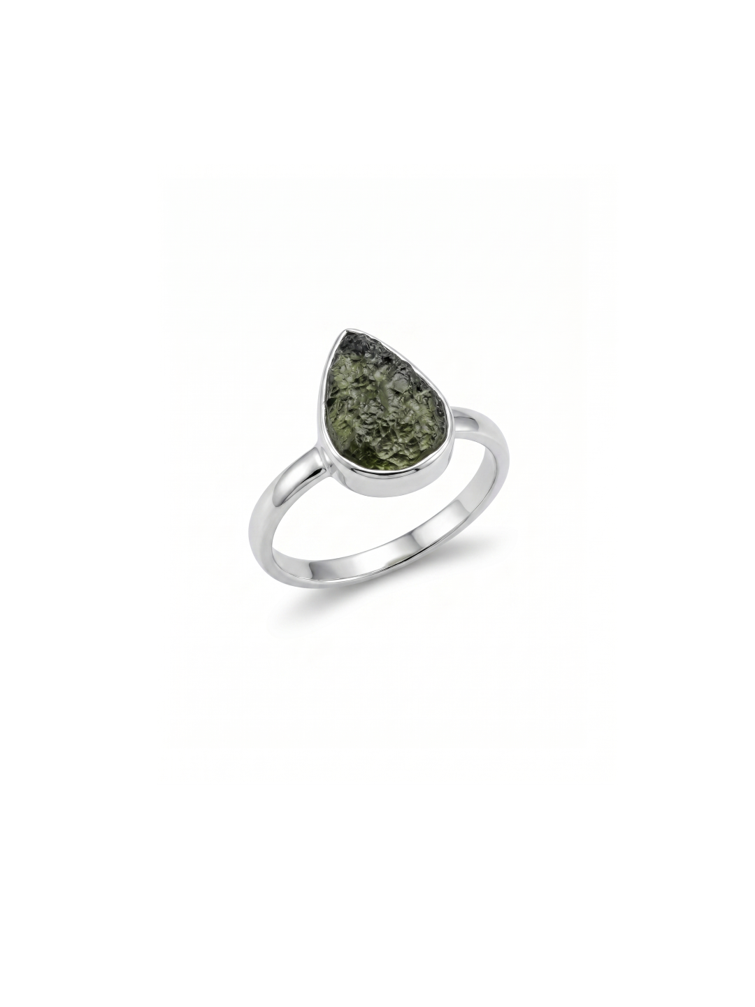 Natural Raw Moldavite Ring, 925 Solid Sterling Silver Czech Republic Raw Gemstone Handmade Jewelry Ring Gift For Her