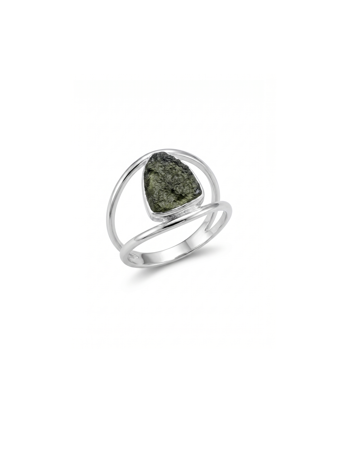 Natural Raw Moldavite Ring, 925 Solid Sterling Silver Czech Republic Raw Gemstone Handmade Jewelry Ring Gift For Her