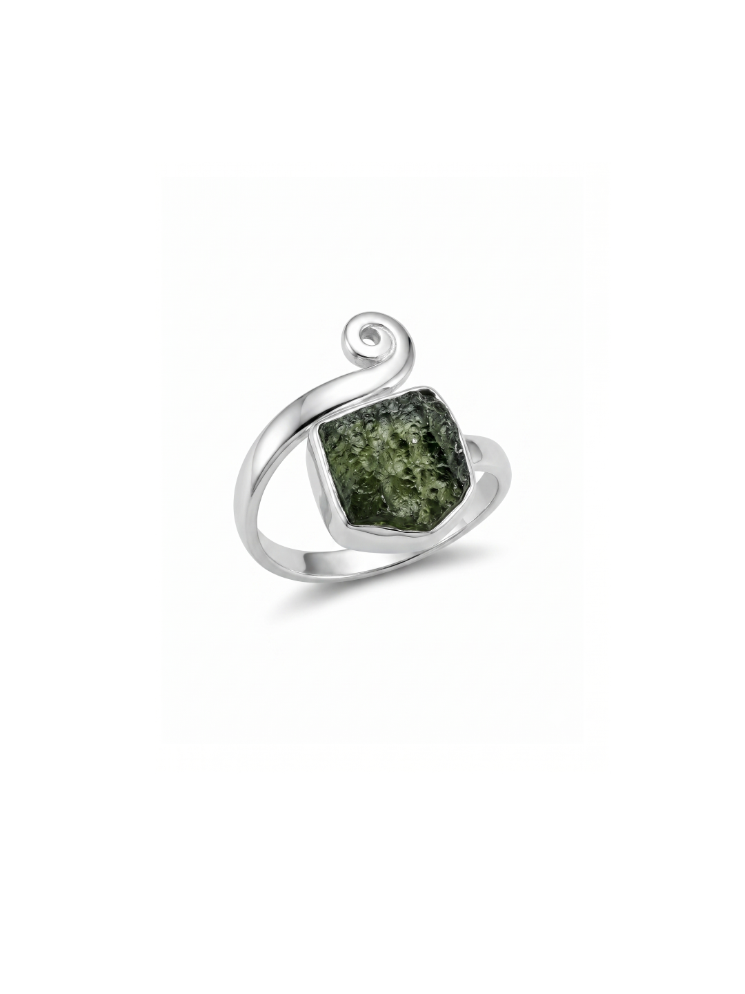 Natural Raw Moldavite Ring, 925 Solid Sterling Silver Czech Republic Raw Gemstone Handmade Jewelry Ring Gift For Her