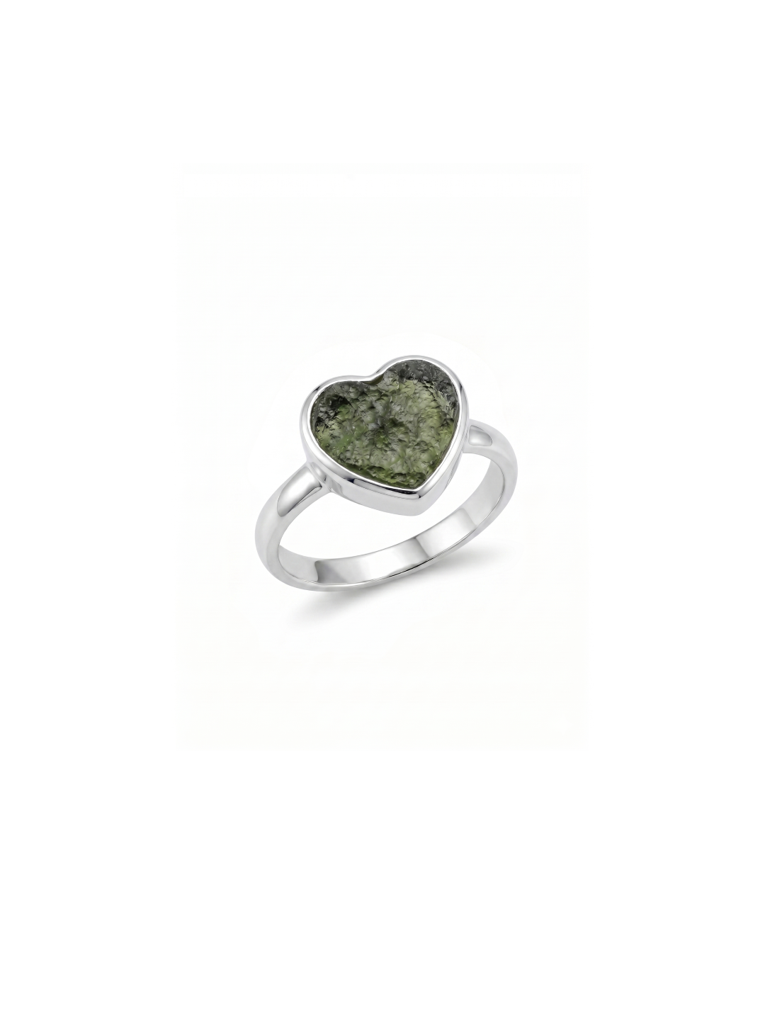 Authentic Czech Republic Moldavite Rough Heart Shaped Gemstone 925 Solid Sterling Silver Handmade Ring Jewelry