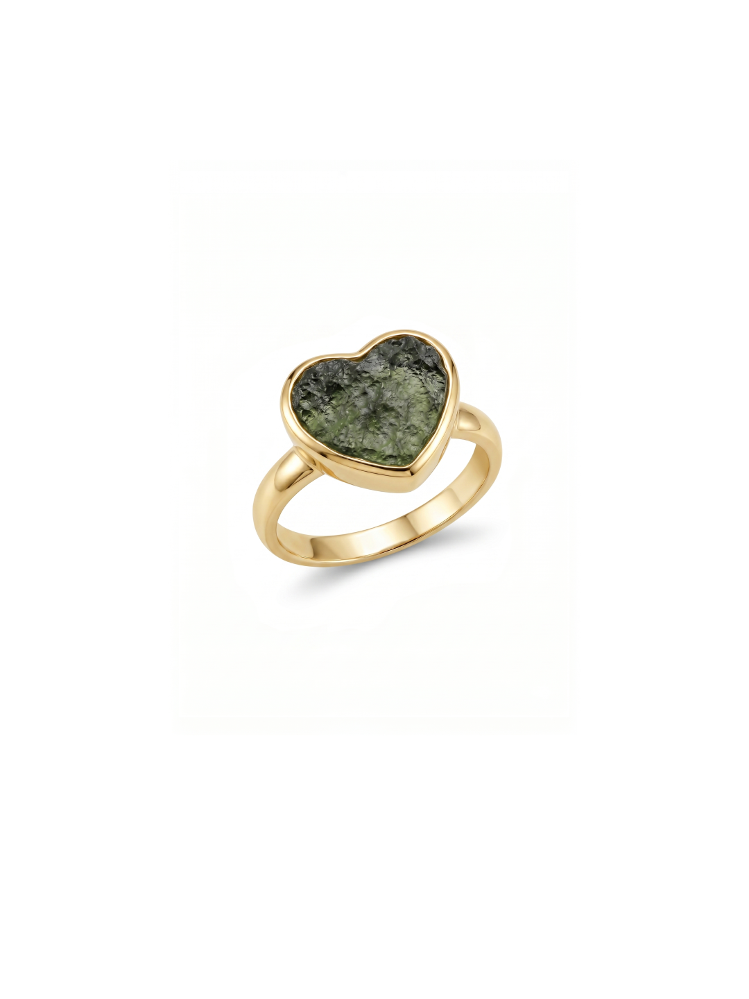 Authentic Czech Republic Moldavite Rough Heart Shaped Gemstone 14K Gold Filled in 925 Sterling Silver Handmade Ring Jewelry