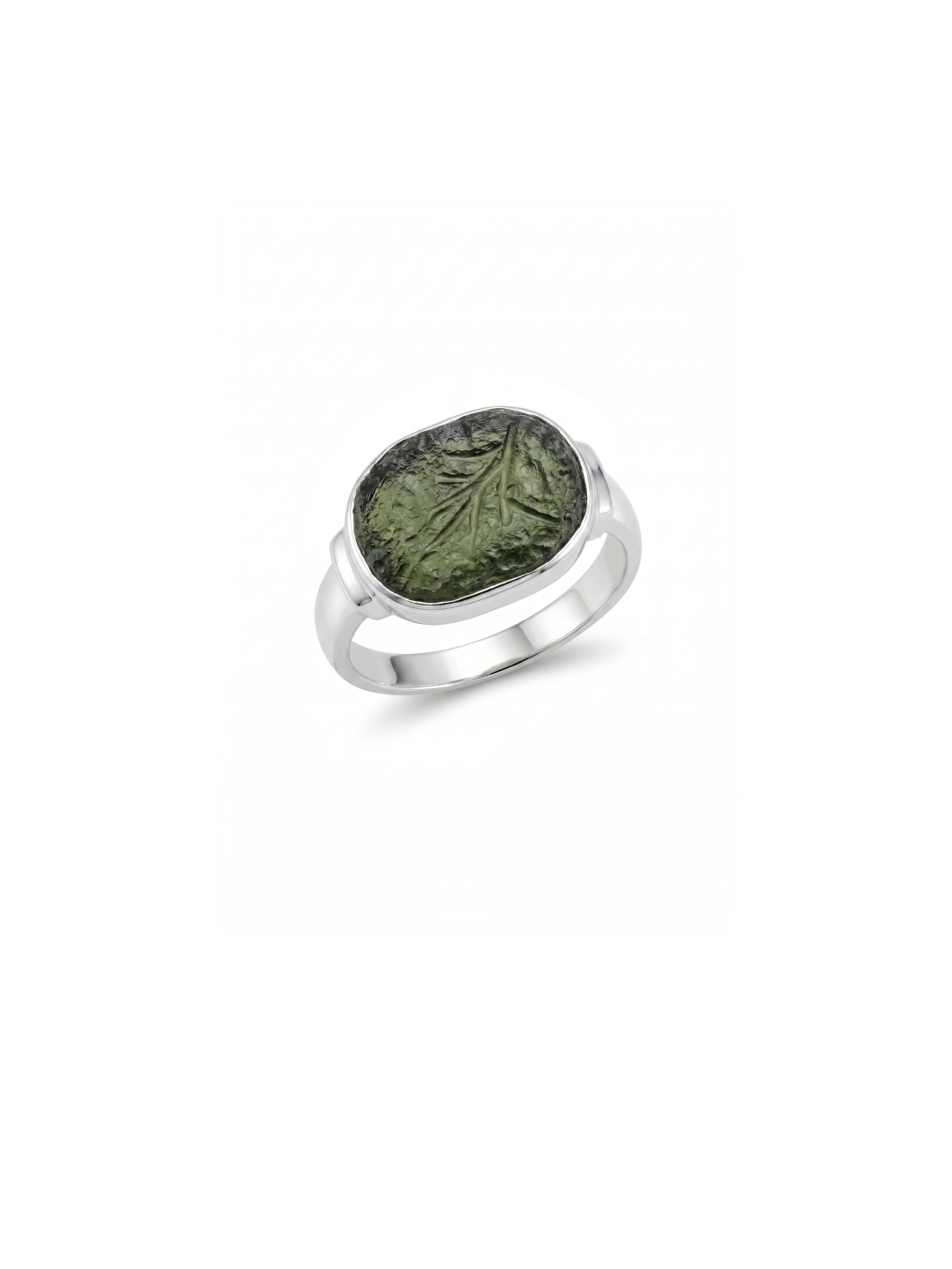 Authentic Czech Republic Moldavite Rough Gemstone 925 Solid Sterling Silver Handmade Ring Jewelry