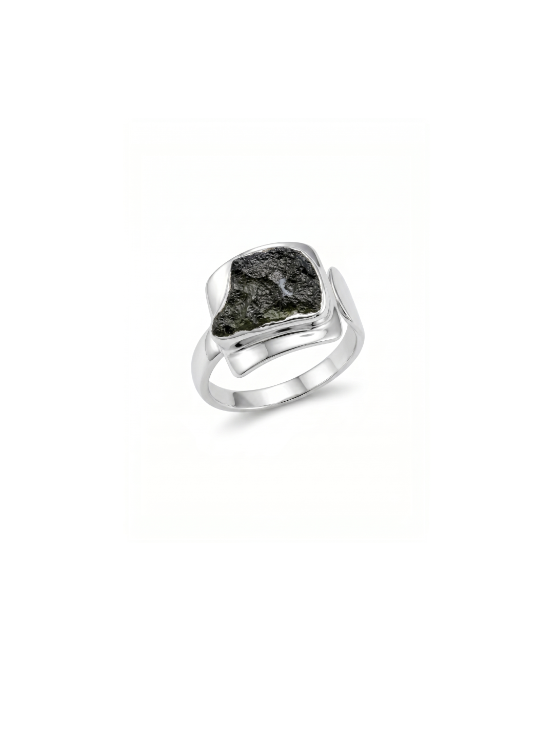 Natural Raw Moldavite Ring, 925 Solid Sterling Silver Czech Republic Raw Gemstone Handmade Jewelry Ring Gift For Her