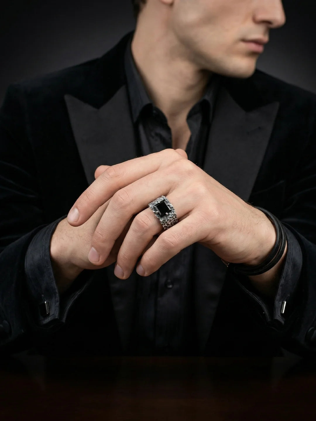 Black Onyx Forge Ring – 925 Sterling Silver