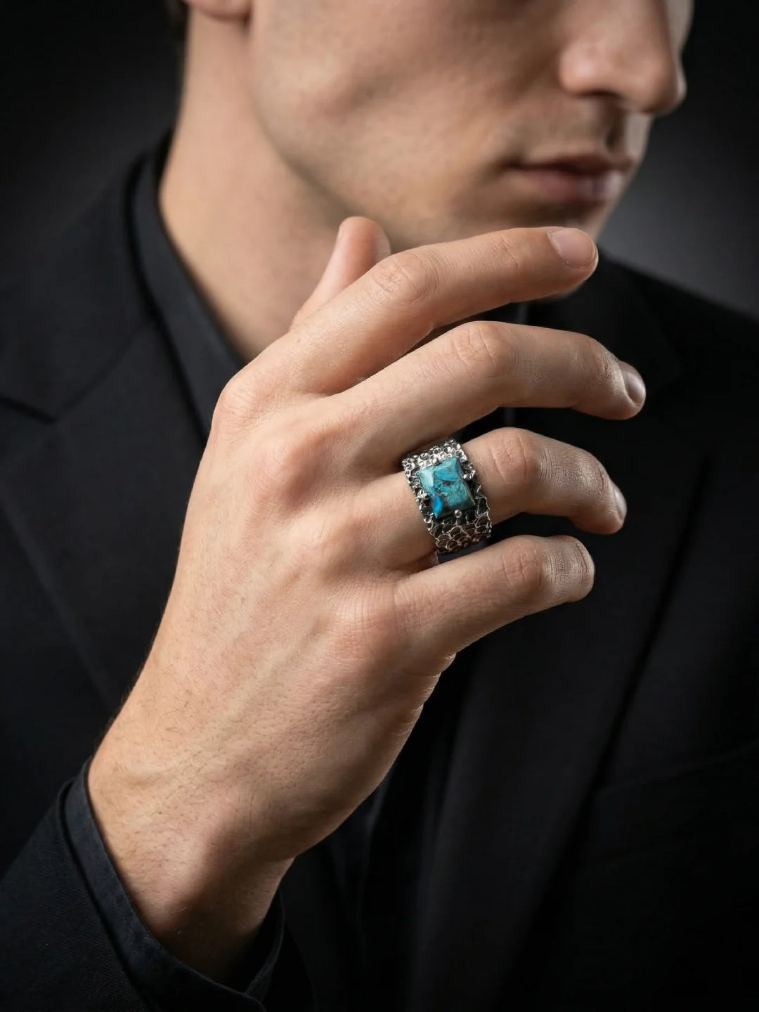Copper Turquoise Forge Ring – 925 Sterling Silver