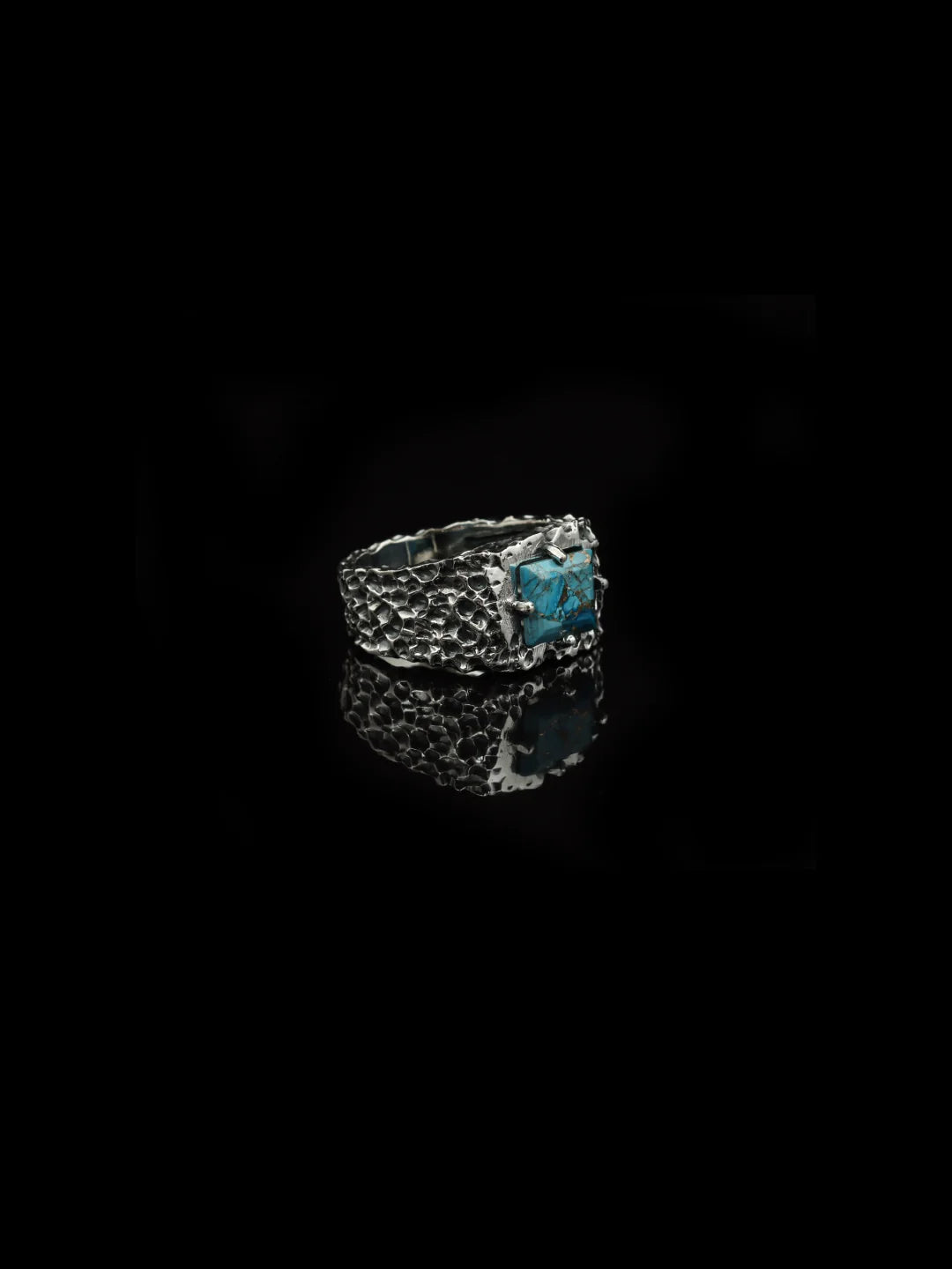 Copper Turquoise Forge Ring – 925 Sterling Silver