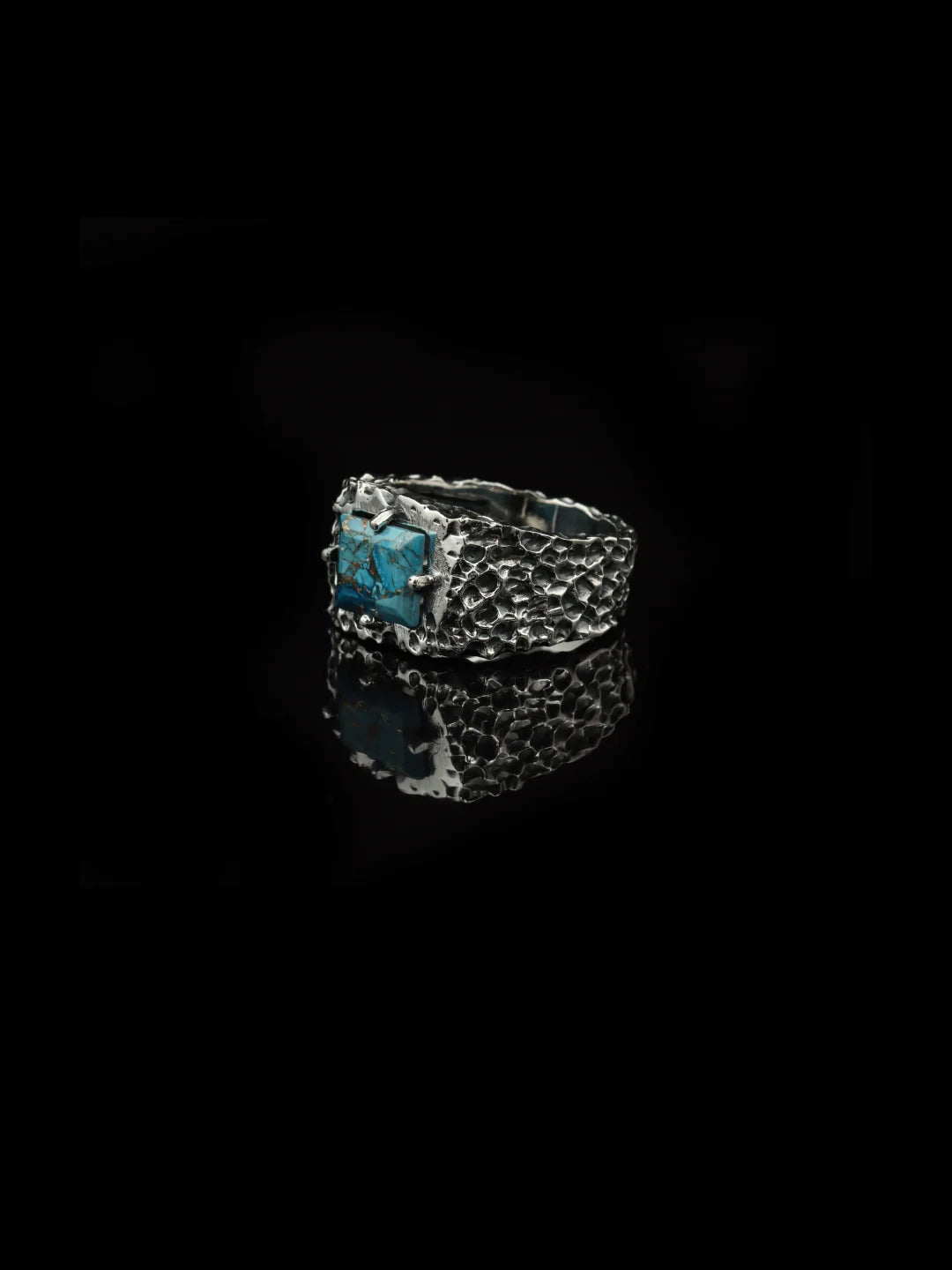 Copper Turquoise Forge Ring – 925 Sterling Silver