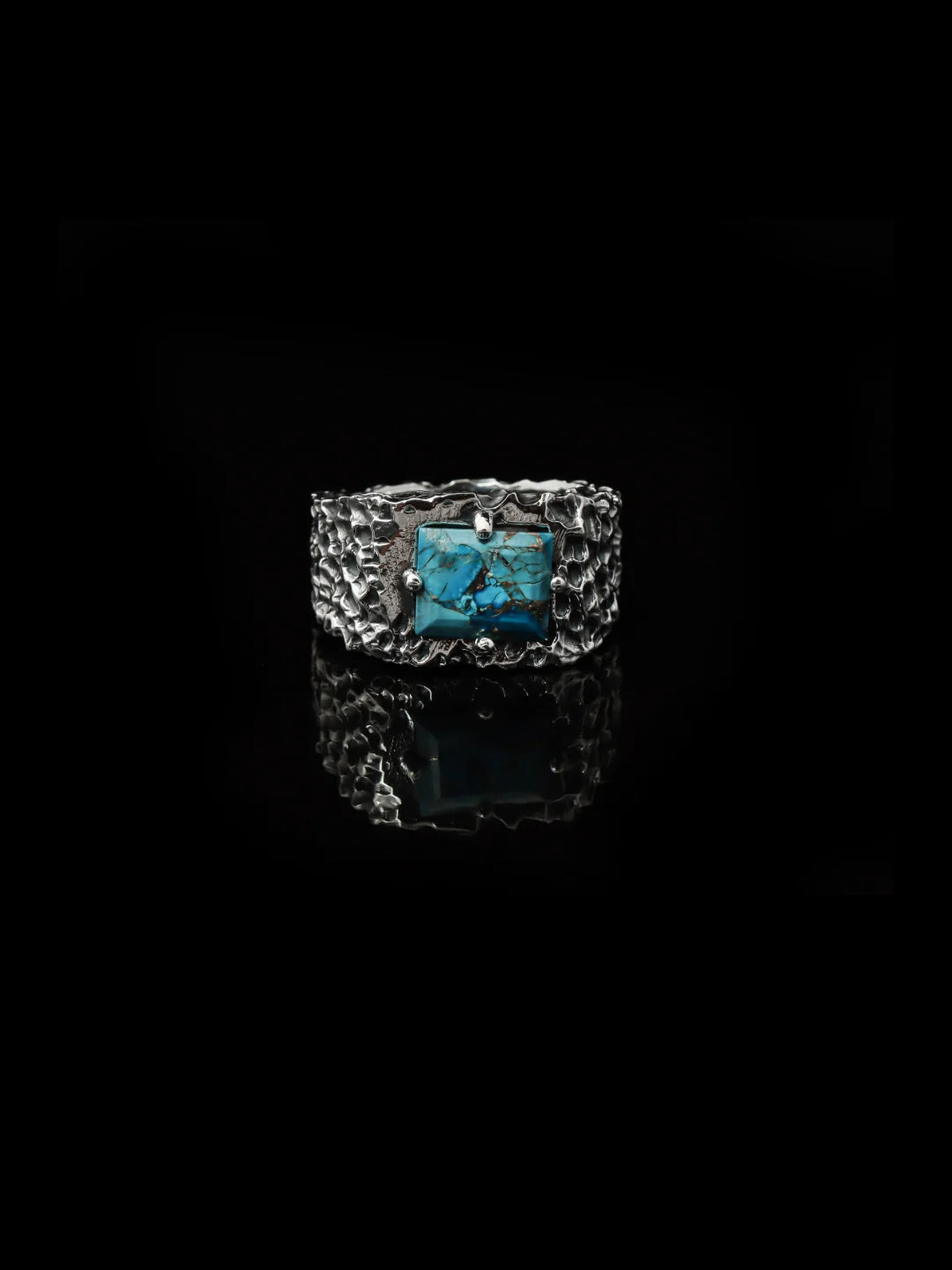 Copper Turquoise Forge Ring – 925 Sterling Silver
